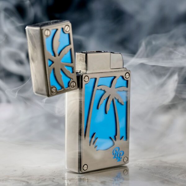 Rocky Patel Burn Lighter Blue Gunmetal Palm Tree