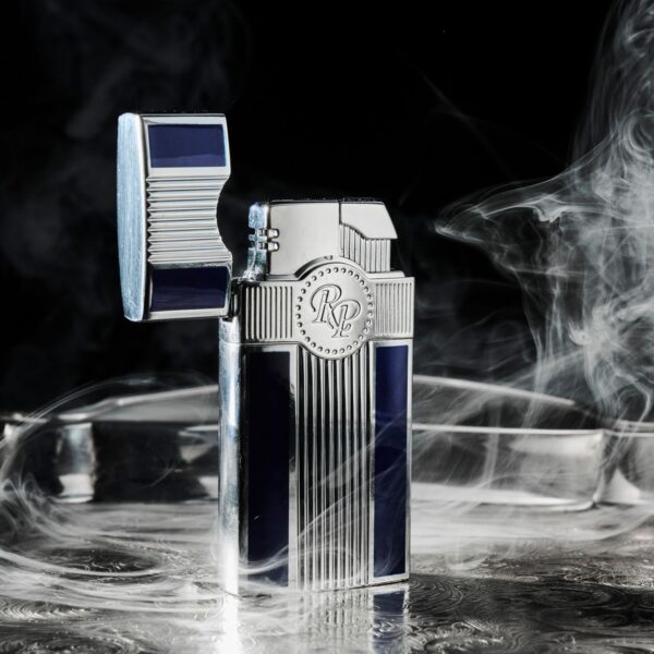 Rocky Patel Executive Lighter Silver Navy Blue Flame Torch